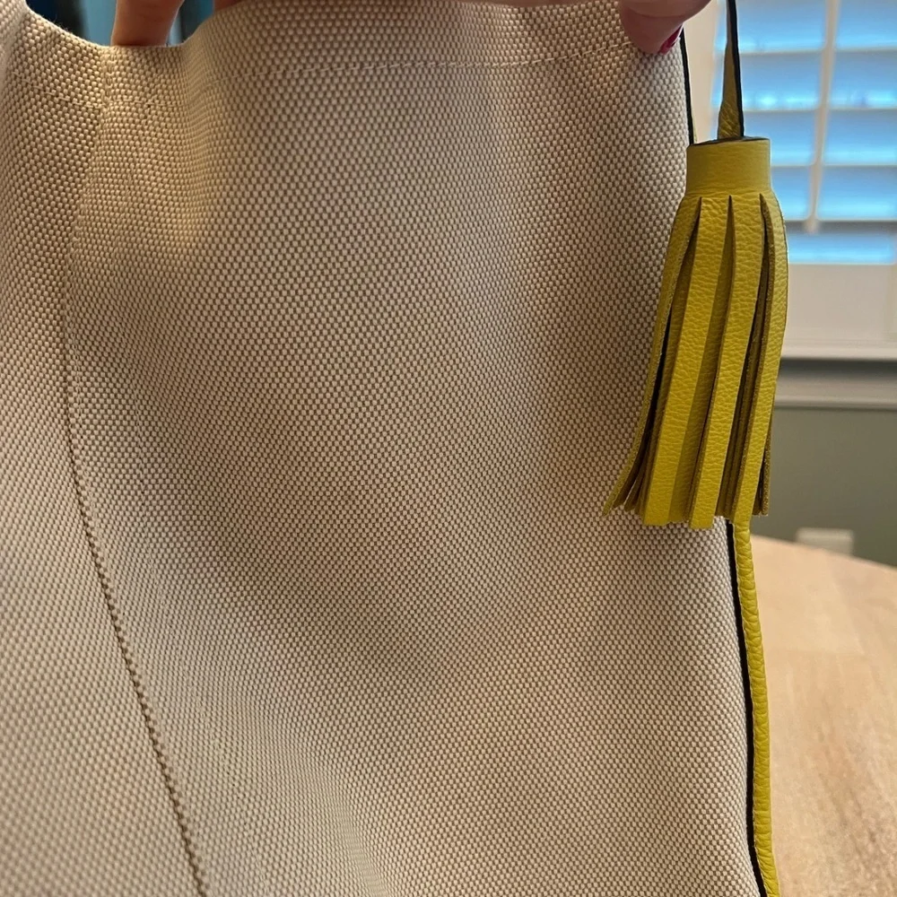 Coach Avery Hobo F28911 Natural & Chartreuse Canvas Leather Shoulder Bag